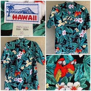 🌴 Hawaiian Aloha Cotton Shirt Parrots 🌴